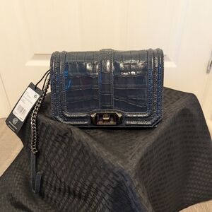 Elegant Blue Crocodile-Embossed Women's Bag